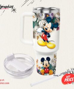 Disney Stanley Cup 40 Oz Mickey Mouse 3d Colorful Flower Pattern 40oz Stainless Steel Tumbler And Straw Lid Personalized Cups Disney Stanley Cup 40 Oz Mickey Mouse 3d Colorful Flower Pattern 40oz Stainless Steel Tumbler And Straw Lid Personalized Cups