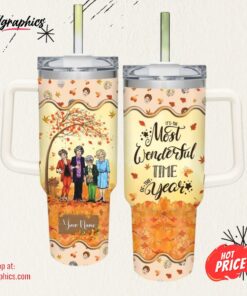 Disney The Golden Girls Most Wonderful Time Fall Leaf Pattern 40oz Stainless Steel Tumbler