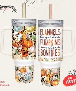 Disney Tigger Flannels Pumpkins Bonfires Pattern 40oz Stainless Steel Tumbler Disney Tigger Flannels Pumpkins Bonfires Pattern 40oz Stainless Steel Tumbler