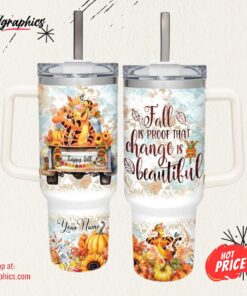 Disney Tigger Happy Fall Pumpkin Flower Pattern 40oz Tumbler Disney Tigger Happy Fall Pumpkin Flower Pattern 40oz Tumbler