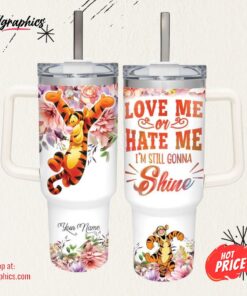 Disney Tigger I’m Still Gonna Shine Flower Pattern 40oz Stainless Steel Tumbler