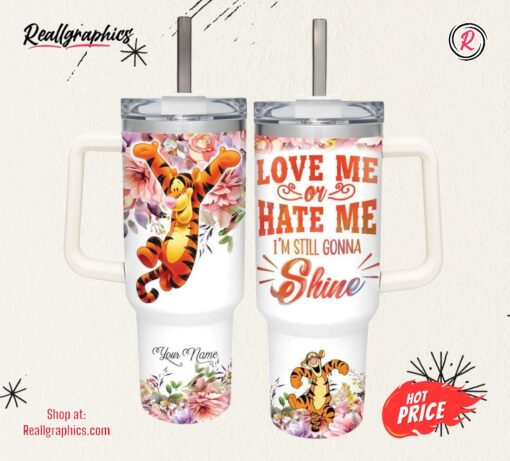 Disney Tigger I’m Still Gonna Shine Flower Pattern 40oz Stainless Steel Tumbler