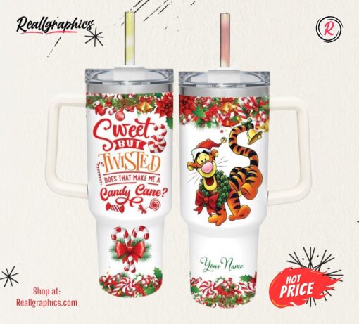 Disney Tigger Sweet But Twisted Christmas Theme Pattern 40oz Tumbler