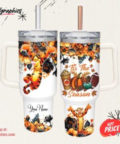 Disney Tigger Tis The Season Fall Leaf Pattern 40oz Stainless Steel Tumbler