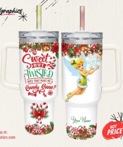 Disney Tinker Bell Sweet But Twisted Christmas Theme Pattern 40oz Tumbler