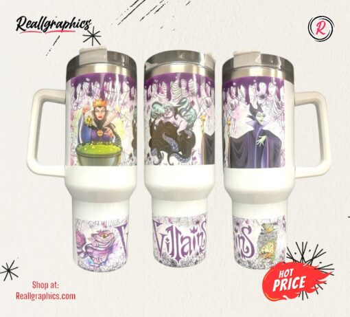 Disney Villains 40Oz Quencher Tumbler Cup 40 Oz Stainless Steel Stanley Cups Dupe With Handle NEW