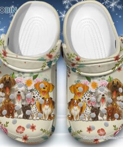Dogs Flower 3D Printed Crocs Clogs Shoes Dogs Flower 3D Printed Crocs Clogs Shoes