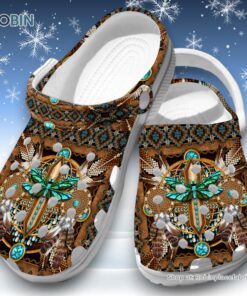 Dragonfly with Native American Pattern 3D Printed Crocs Clogs Shoes