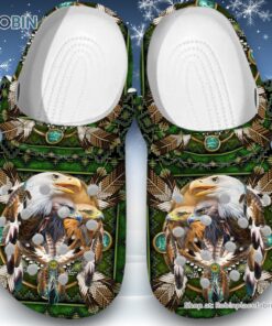 Eagle with Indigenous Pattern 3D Printed Crocs Clogs Shoes