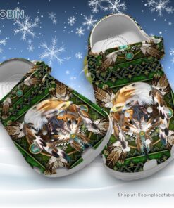 Eagle with Indigenous Pattern 3D Printed Crocs Clogs Shoes