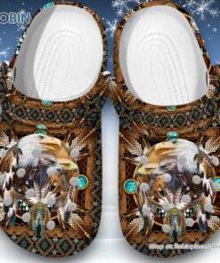 Eagle with Native American Pattern 3D Printed Crocs Clogs Shoes Eagle with Native American Pattern 3D Printed Crocs Clogs Shoes