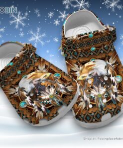 Eagle with Native American Pattern 3D Printed Crocs Clogs Shoes Eagle with Native American Pattern 3D Printed Crocs Clogs Shoes