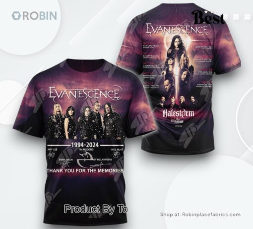 Evanescence 1994 2024 Thank You For The Memories AOP Clothing (Hoodie, Sweatshirt, T Shirt)