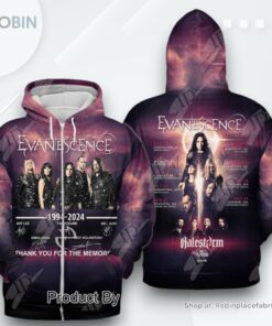 Evanescence 1994 2024 Thank You For The Memories AOP Clothing (Hoodie, Sweatshirt, T Shirt)