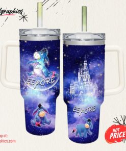 Eeyore Castle Glitter Pattern 40oz Tumbler with Handle and Straw Lid