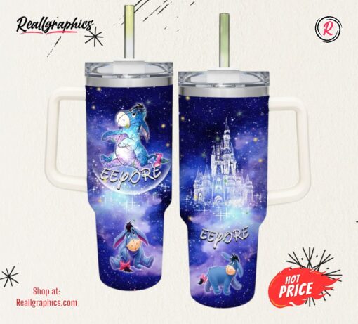 Eeyore Castle Glitter Pattern 40oz Tumbler with Handle and Straw Lid