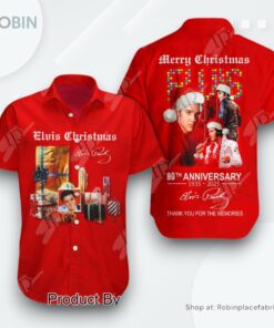 Elvis Presley Merry Chirstmas 90th Anniversary 1935 2025 Thank You For The Memories Hawaiian Shirt