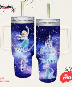 Elsa Princess Castle Pattern 40oz Tumbler with Handle and Straw Lid