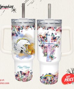 Faith In Chargers Flower Butterflies Pattern 40oz Stainless Steel Tumbler and Straw Lid