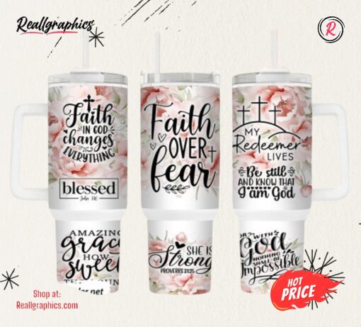 Faith Over Fear 40 Oz 2 Piece Tumbler Wrap