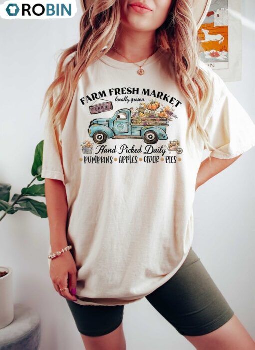 Fall Farm Fresh Pumpkins Sweatshirt, Thanksgiving Shirt Unisex Shirt