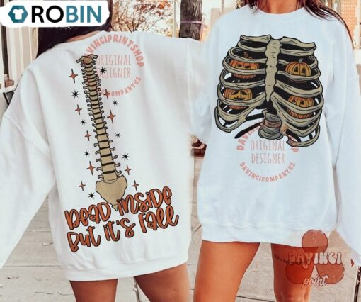 Files Dead Inside But It’s Fall Skeleton Sweatshirt, Fall Pumpkin Shirt, Hoodies, Long Sleeve Cotton