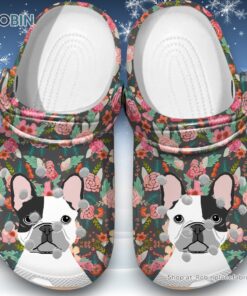 Floral French Bull Dog 3D Printed Crocs Clogs Shoes