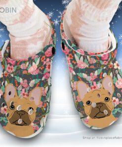 Floral French Bull Dog 3D Printed Crocs Clogs Shoes For Men and Women