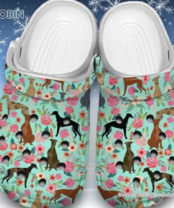 Floral Patten and Greyhounds 3D Printed Crocs Clogs Shoes