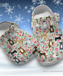 Floral Pattern and Pitbull 3D Printed Crocs Clogs Shoes