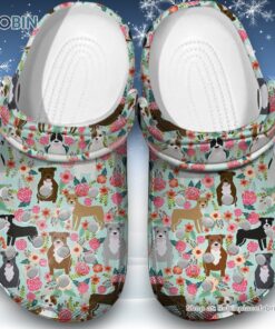 Floral Pattern and Pitbull 3D Printed Crocs Clogs Shoes