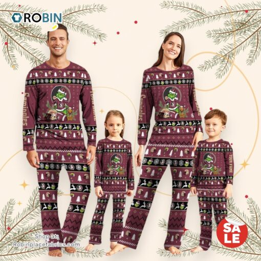 Florida State Seminoles NCAA Custom Name Grinch Christmas And Sport Team Pajama Set
