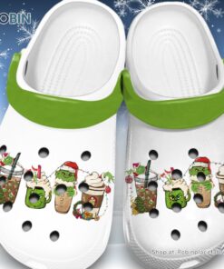 Fluffy Grinch Christmas Coffee Latte 3D Printed Crocs Shoes