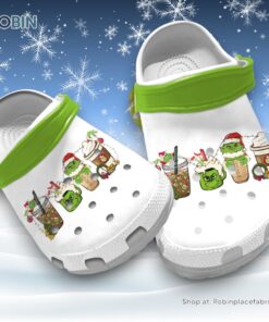 Fluffy Grinch Christmas Coffee Latte 3D Printed Crocs Shoes Fluffy Grinch Christmas Coffee Latte 3D Printed Crocs Shoes