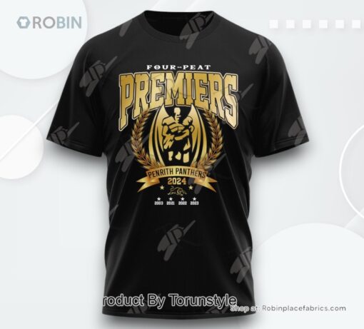 Four Peat Premiers Penrith Panthers 2024 T Shirt
