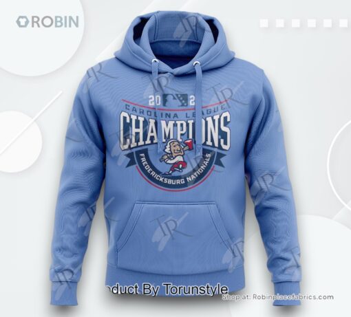 Fredericksburg Nationals 2024 Carolina League Champions AOP Clothing (Hoodie, Sweatshirt, T Shirt)   Blue