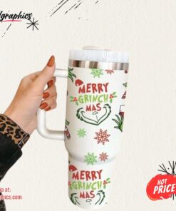 Funny Christmas Grinchmas 40Oz Tumbler Cup With Handle Stainless Steel Stanley Cup The How The Grinch Stole Christmas 40 Oz Xmas Travel Mugs