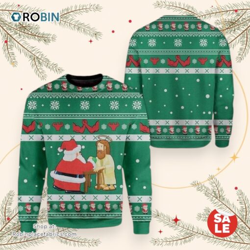 Funny Jesus & Santa Ugly Christmas Sweater, Jesus Christmas Sweater, Star Wars Ugly Sweatshirt