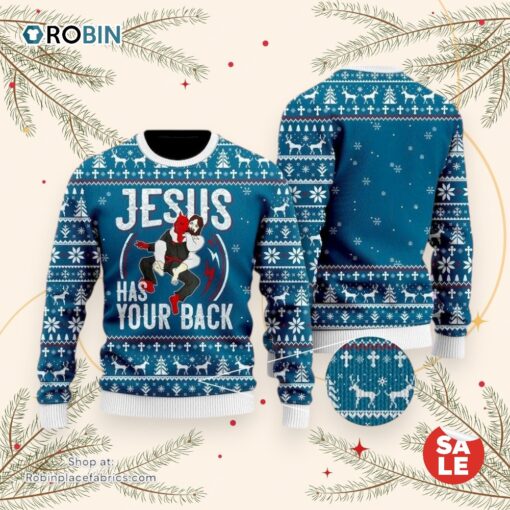 Funny Jesus Has Your Back Jiu Jitsu Ugly Christmas Sweater, Jesus Christmas Sweater, Star Wars Ugly Sweatshirt