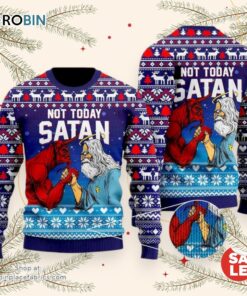 Funny Jesus Not Today Satan Ugly Christmas Sweater, Jesus Christmas Sweater