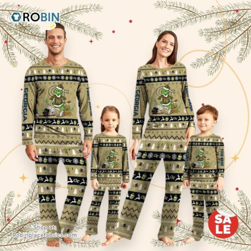 Georgia Tech Yellow Jackets NCAA Custom Name Grinch Christmas And Sport Team Pajama Set
