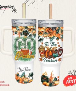 Go Packers Tis The Season Flower Pattern 40oz Stainless Steel Tumbler and Straw Lid