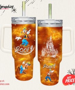 Goofy Castle Glitter Pattern 40oz Tumbler with Handle and Straw Lid