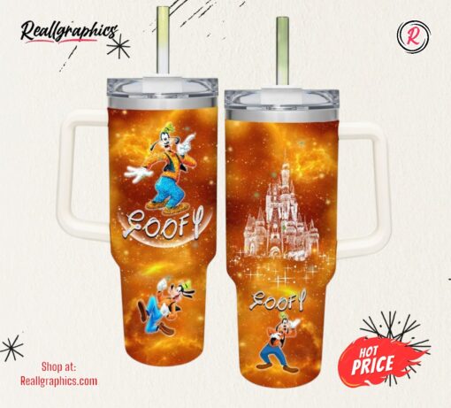Goofy Castle Glitter Pattern 40oz Tumbler with Handle and Straw Lid