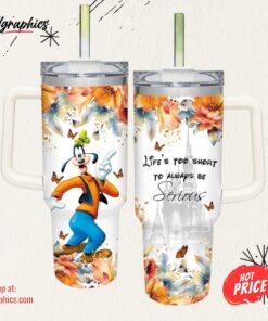 Goofy Flower Pattern 40oz Tumbler with Handle and Straw Lid