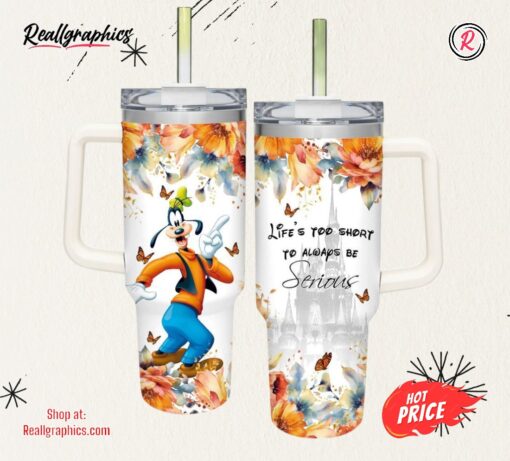 Goofy Flower Pattern 40oz Tumbler with Handle and Straw Lid