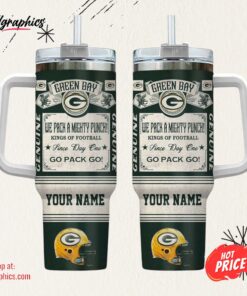 Green Bay Packers NFL Vintage King Of Football Custom Name 40oz Stanley Tumbler