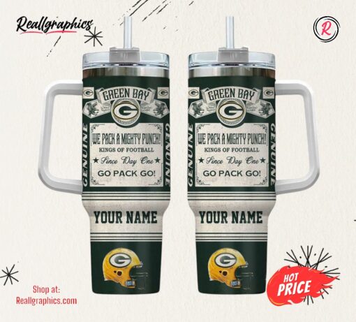 Green Bay Packers NFL Vintage King Of Football Custom Name 40oz Stanley Tumbler