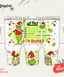 Grinch 40 Oz Tumbler Grinch My Day Im Booked 40Oz Stanley Dupe Cup Merry Grinchmas Stainless Steel Travel Mug With Handle Christmas Gift