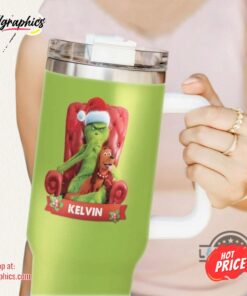 Grinch 40Oz Tumbler On The Couch Christmas Cup With Handle Santa Grinch Stainless Steel Stanley Cup How 40 Oz Xmas Travel Mugs Merry Grinchmas Gift
